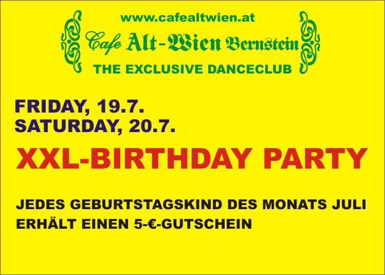 Flyer XXL-Birthday Party, 19. und 20. Juli